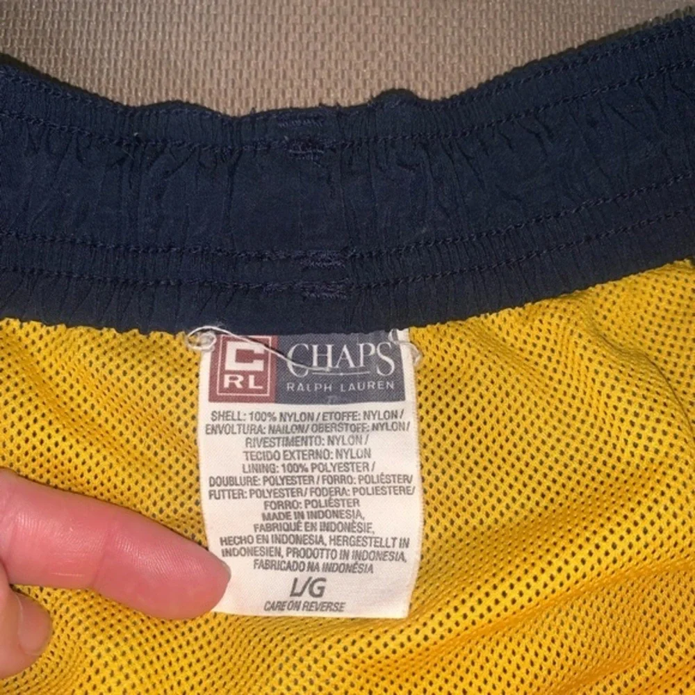 Men's Large Vintage Chaps Ralph‎ Lauren Blue Swim Trunk Bottoms  With Pocket